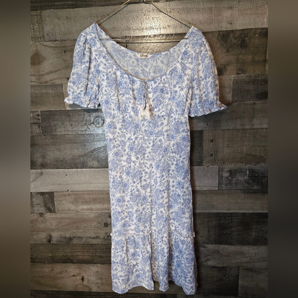 Light Blue Floral Midi Dress